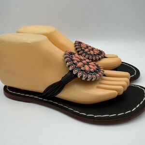 Women’s Bernardo Coral Stone Medallion Thong Sandals – Size 8 M – Made in Brazil